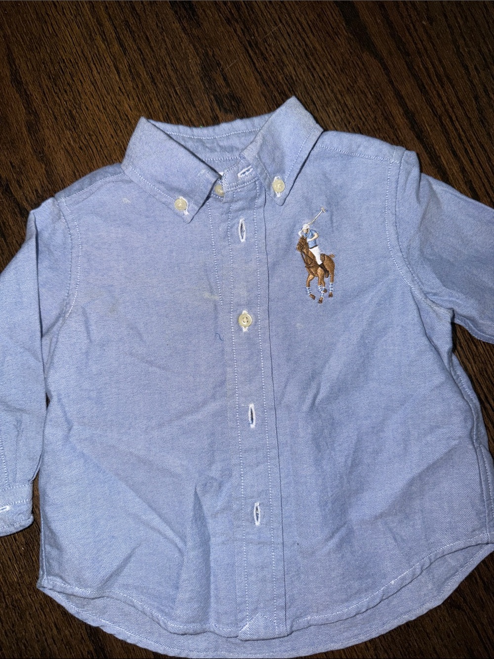 Ralph Lauren Light Blue Button-Down Polo Shirt for Kids
